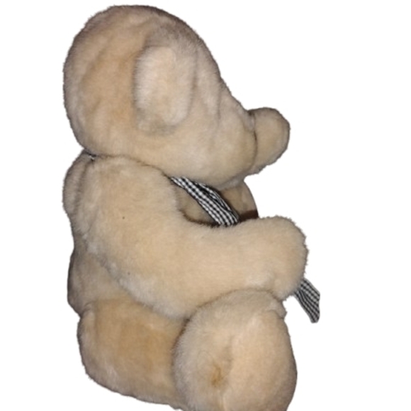 Vintage Lemonwood Asia Plush Little Teddy Bear 10" Tan Plaid Ribbon Around Neck - Picture 4 of 5